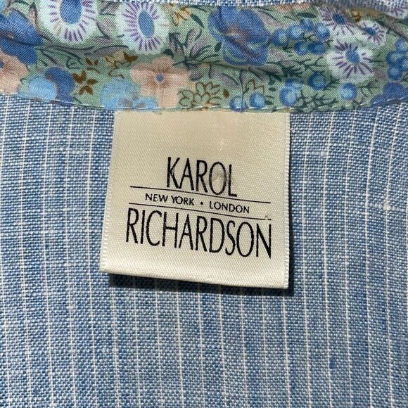 Karol Richardson Womens Linen Long Sleeve Buttoned Shirt Dress Blue Small/Medium - Picture 6 of 10